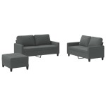 vidaXL Set de canapele cu perne, 3 piese, gri închis, textil vidaXL Set de canapele cu perne, 3 piese, gri închis, textil