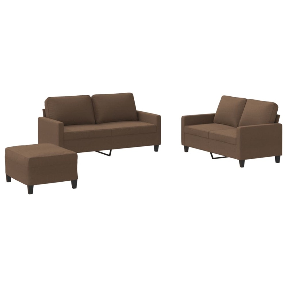 vidaXL Set de canapele cu perne, 3 piese, maro, textil
