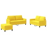 vidaXL Set de canapele cu perne, 3 piese, galben deschis, textil vidaXL Set de canapele cu perne, 3 piese, galben deschis, textil
