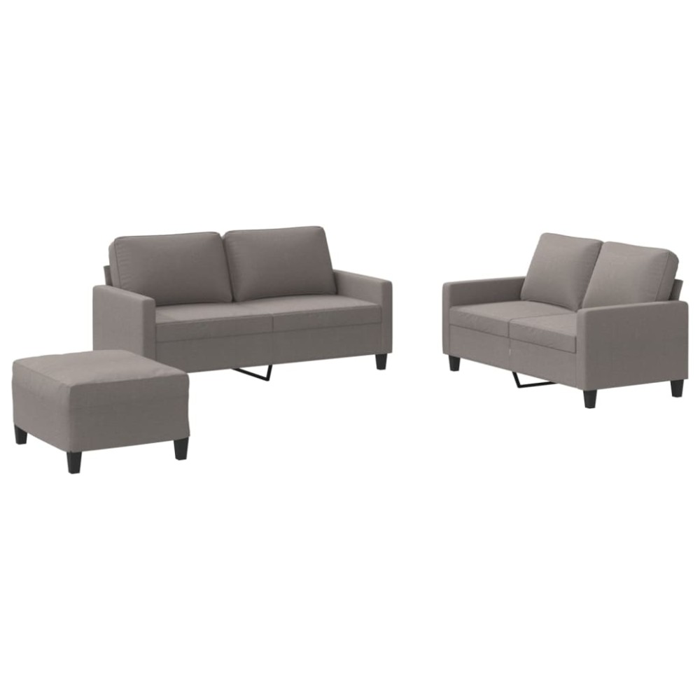 vidaXL Set de canapea cu perne, 3 piese, gri taupe, material textil
