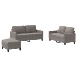 vidaXL Set de canapea cu perne, 3 piese, gri taupe, material textil