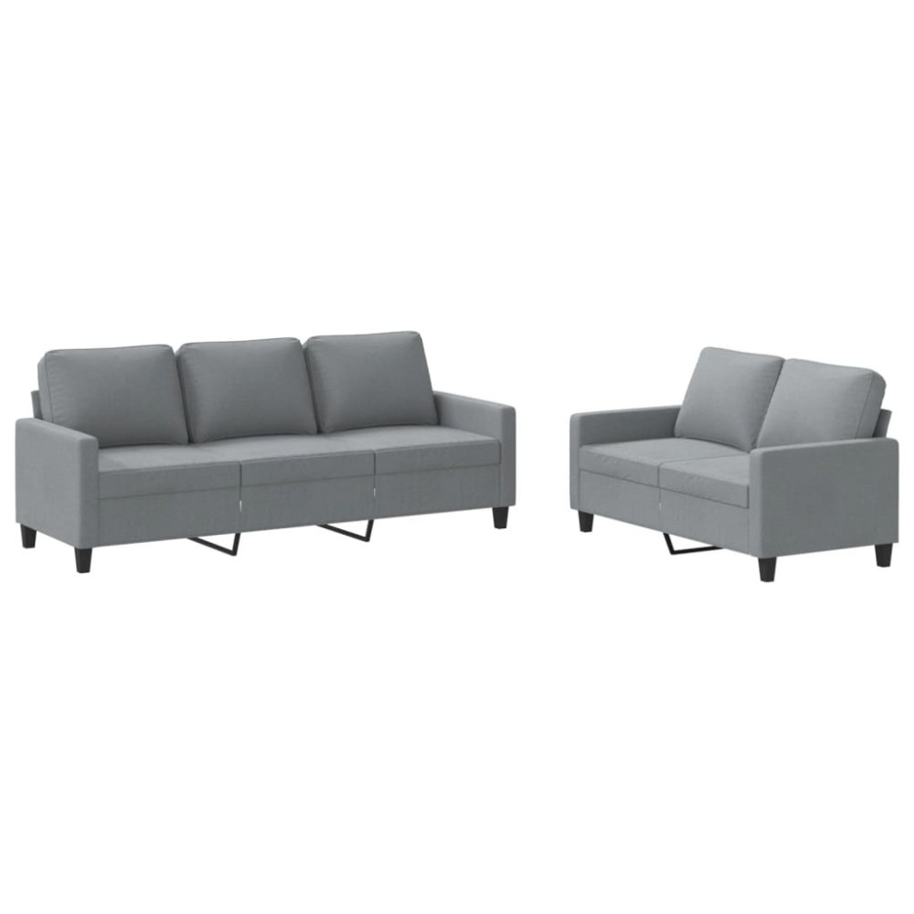 vidaXL Set de canapele cu perne, 2 piese, gri deschis, textil