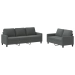 vidaXL Set de canapele cu perne, 2 piese, gri închis, textil