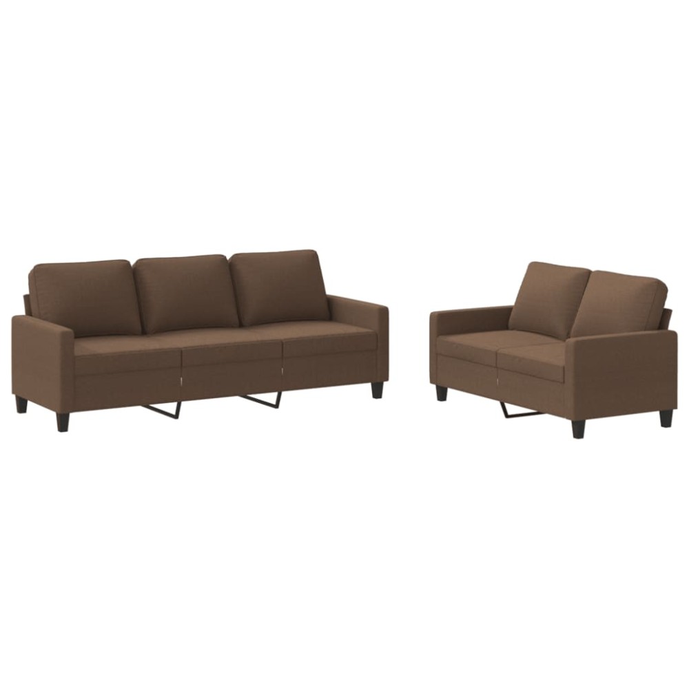 vidaXL Set de canapele cu perne, 2 piese, maro, textil