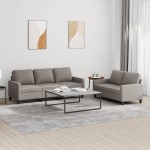 vidaXL Set de canapea cu perne, 2 piese, gri taupe, material textil vidaXL Set de canapea cu perne, 2 piese, gri taupe, material textil