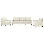 vidaXL Set de canapele cu perne, 3 piese, crem, catifea vidaXL Set de canapele cu perne, 3 piese, crem, catifea