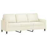 vidaXL Set de canapele cu perne, 3 piese, crem, catifea vidaXL Set de canapele cu perne, 3 piese, crem, catifea