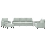 vidaXL Set de canapele cu perne, 4 piese, gri deschis, catifea vidaXL Set de canapele cu perne, 4 piese, gri deschis, catifea