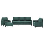 vidaXL Set de canapele cu perne, 4 piese, verde închis, catifea