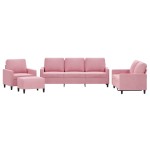 vidaXL Set de canapele cu perne, 4 piese, roz, catifea vidaXL Set de canapele cu perne, 4 piese, roz, catifea