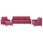 vidaXL Set canapele cu perne, 4 piese, roșu vin, catifea vidaXL Set canapele cu perne, 4 piese, roșu vin, catifea
