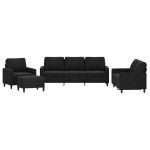vidaXL Set de canapele cu perne, 4 piese, negru, catifea vidaXL Set de canapele cu perne, 4 piese, negru, catifea