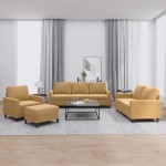 vidaXL Set de canapele cu perne, 4 piese, maro, catifea