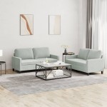 vidaXL Set de canapele cu perne, 2 piese, gri deschis, catifea vidaXL Set de canapele cu perne, 2 piese, gri deschis, catifea