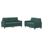 vidaXL Set de canapele cu perne, 2 piese, verde închis, catifea vidaXL Set de canapele cu perne, 2 piese, verde închis, catifea