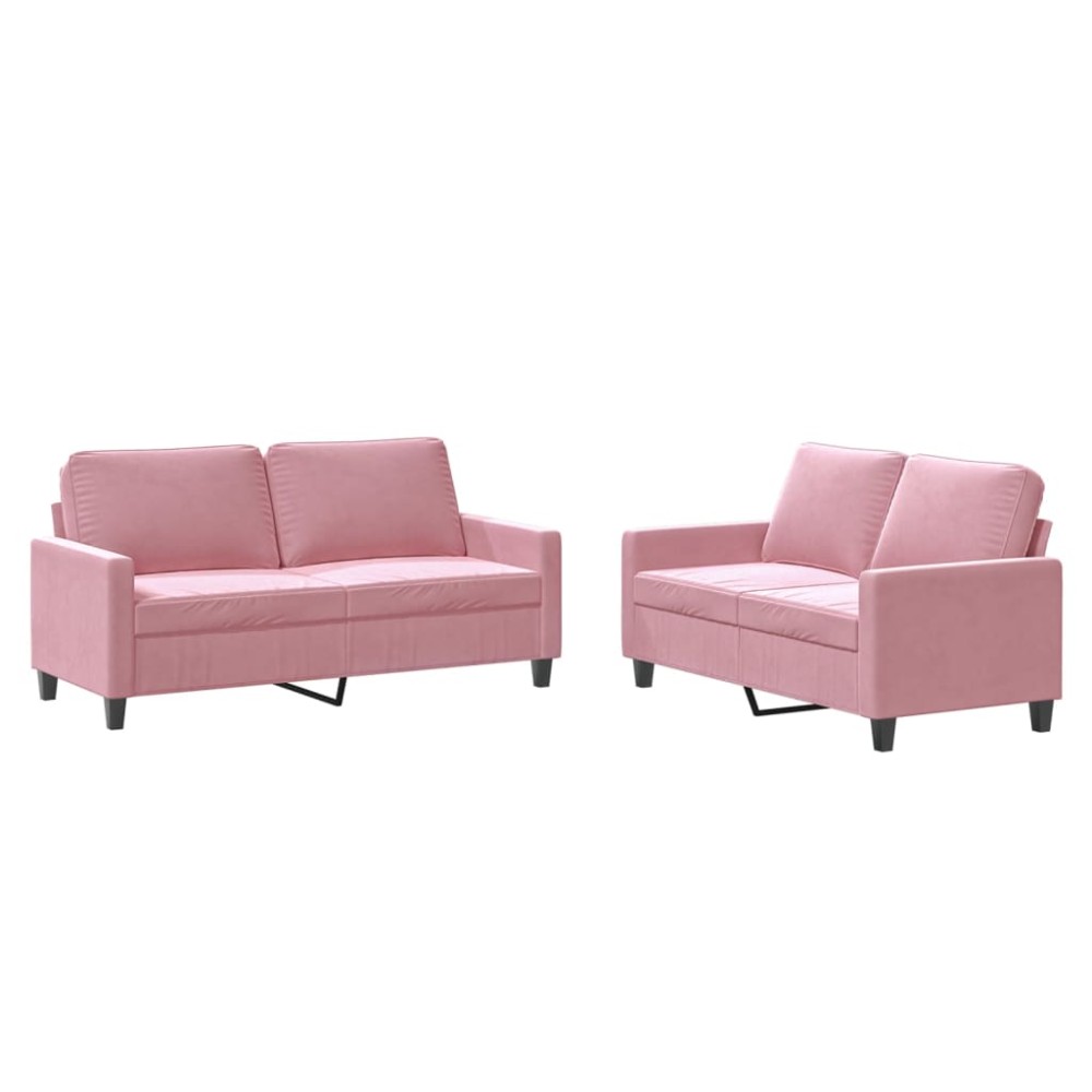 vidaXL Set de canapele cu perne, 2 piese, roz, catifea