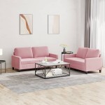 vidaXL Set de canapele cu perne, 2 piese, roz, catifea vidaXL Set de canapele cu perne, 2 piese, roz, catifea