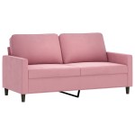 vidaXL Set de canapele cu perne, 2 piese, roz, catifea vidaXL Set de canapele cu perne, 2 piese, roz, catifea