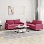 vidaXL Set canapele cu perne, 2 piese, roșu vin, catifea vidaXL Set canapele cu perne, 2 piese, roșu vin, catifea