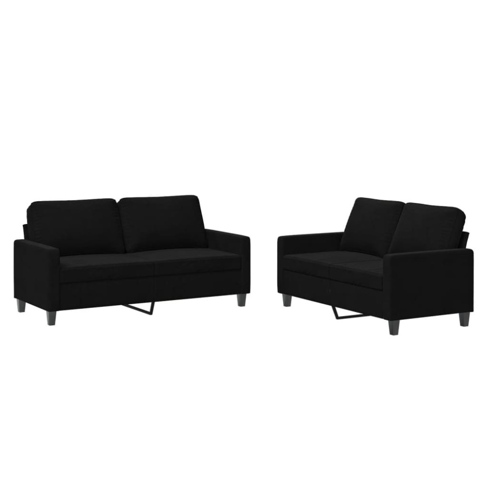 vidaXL Set de canapele cu perne, 2 piese, negru, catifea