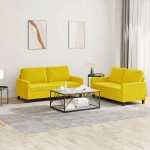 vidaXL Set de canapele cu perne, 2 piese, galben, catifea