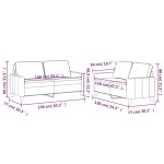 vidaXL Set de canapele cu perne, 2 piese, maro, catifea