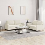 vidaXL Set de canapele cu perne, 2 piese, crem, catifea vidaXL Set de canapele cu perne, 2 piese, crem, catifea