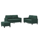 vidaXL Set de canapele cu perne, 3 piese, verde închis, catifea vidaXL Set de canapele cu perne, 3 piese, verde închis, catifea