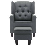 vidaXL Fotoliu cu taburet pentru picioare, gri deschis material textil
