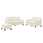 vidaXL Set de canapele cu perne, 3 piese, crem, catifea