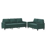 vidaXL Set de canapele cu perne, 2 piese, verde închis, catifea vidaXL Set de canapele cu perne, 2 piese, verde închis, catifea