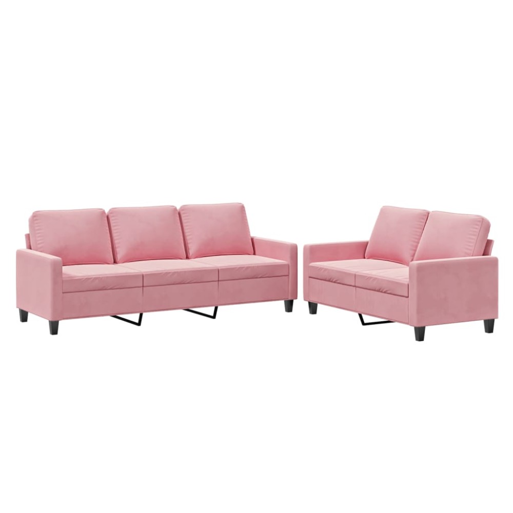 vidaXL Set de canapele cu perne, 2 piese, roz, catifea
