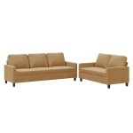vidaXL Set de canapele cu perne, 2 piese, maro, catifea