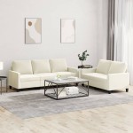 vidaXL Set de canapele cu perne, 2 piese, crem, catifea vidaXL Set de canapele cu perne, 2 piese, crem, catifea