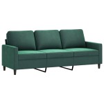 vidaXL Set de canapele cu perne, 3 piese, verde închis, catifea vidaXL Set de canapele cu perne, 3 piese, verde închis, catifea