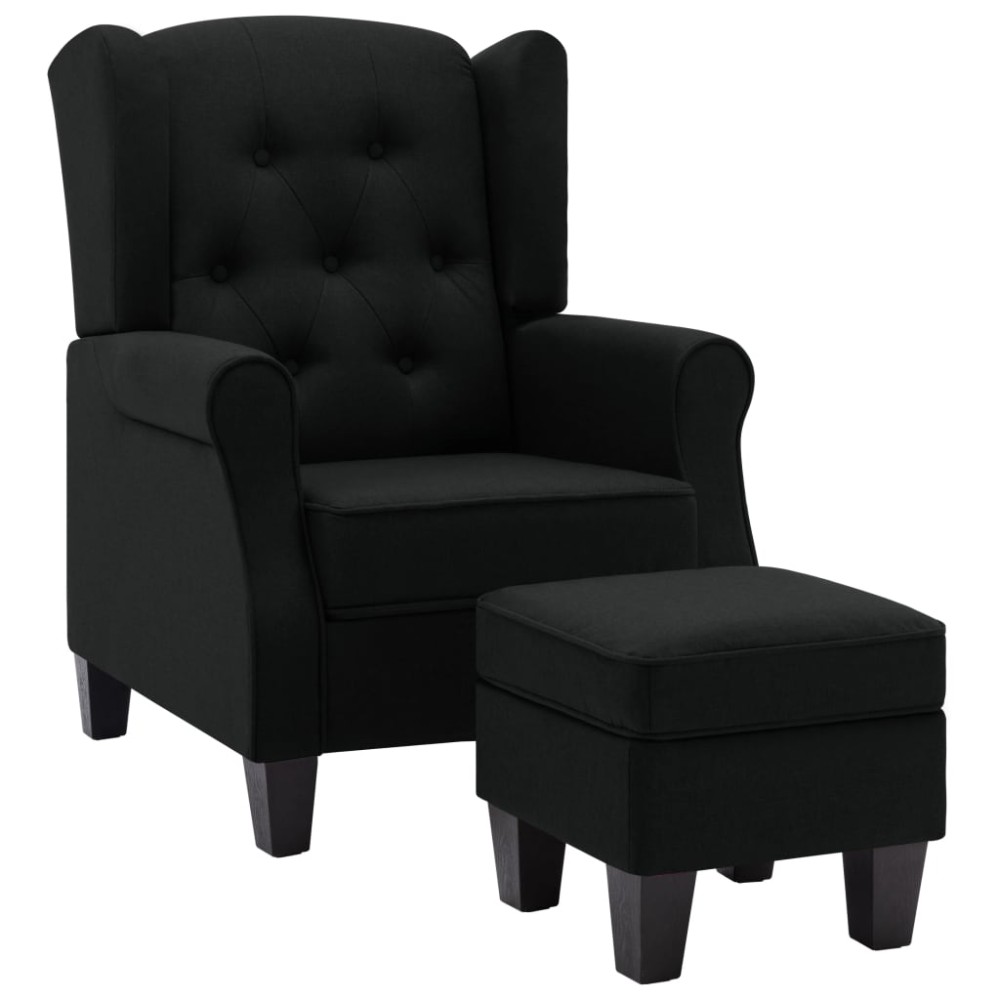 vidaXL Fotoliu cu taburet pentru picioare, negru, material textil