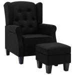 vidaXL Fotoliu cu taburet pentru picioare, negru, material textil vidaXL Fotoliu cu taburet pentru picioare, negru, material textil