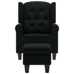 vidaXL Fotoliu cu taburet pentru picioare, negru, material textil vidaXL Fotoliu cu taburet pentru picioare, negru, material textil