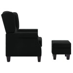 vidaXL Fotoliu cu taburet pentru picioare, negru, material textil vidaXL Fotoliu cu taburet pentru picioare, negru, material textil