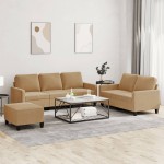 vidaXL Set de canapele cu perne, 3 piese, maro, catifea vidaXL Set de canapele cu perne, 3 piese, maro, catifea