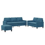 vidaXL Set de canapele cu perne, 3 piese, albastru, catifea