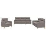vidaXL Set de canapea cu perne, 3 piese, gri taupe, material textil vidaXL Set de canapea cu perne, 3 piese, gri taupe, material textil