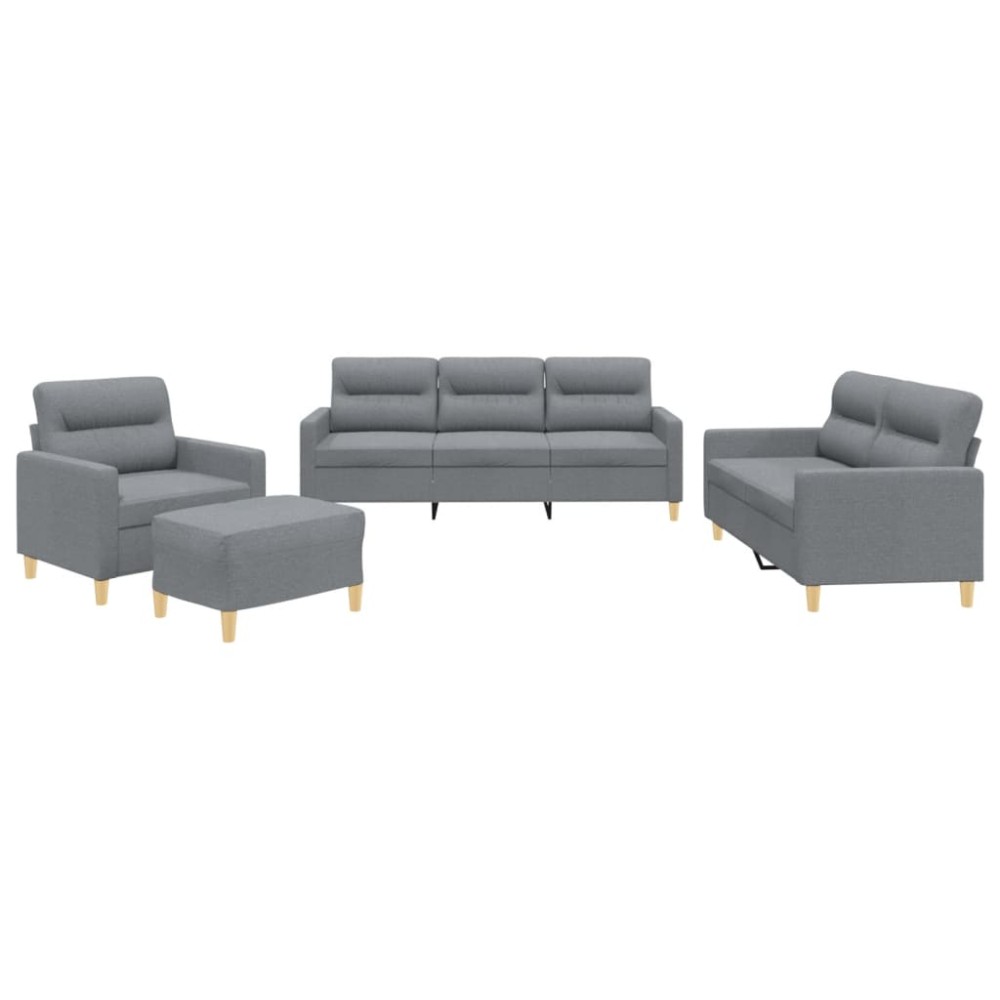 vidaXL Set de canapele cu perne, 4 piese, gri deschis, textil