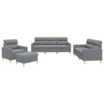 vidaXL Set de canapele cu perne, 4 piese, gri deschis, textil vidaXL Set de canapele cu perne, 4 piese, gri deschis, textil