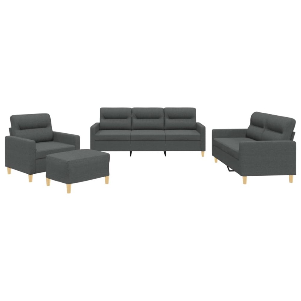 vidaXL Set de canapele cu perne, 4 piese, gri închis, textil