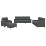 vidaXL Set de canapele cu perne, 4 piese, gri închis, textil