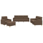 vidaXL Set de canapele cu perne, 4 piese, maro, textil vidaXL Set de canapele cu perne, 4 piese, maro, textil