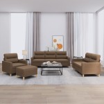 vidaXL Set de canapele cu perne, 4 piese, maro, textil vidaXL Set de canapele cu perne, 4 piese, maro, textil