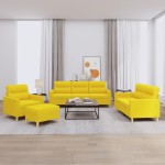 vidaXL Set de canapele cu perne, 4 piese, galben deschis, textil vidaXL Set de canapele cu perne, 4 piese, galben deschis, textil