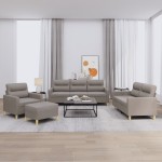 vidaXL Set de canapea cu perne, 4 piese, gri taupe, material textil vidaXL Set de canapea cu perne, 4 piese, gri taupe, material textil